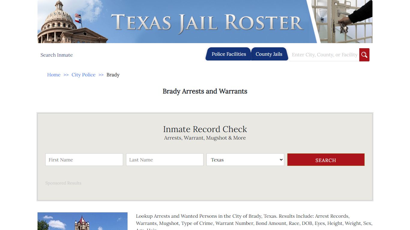 Brady Arrests and Warrants | Jail Roster Search